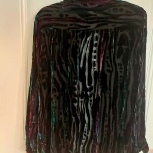 Bob Mackie rich, colorful velvet blouse.  Very pretty with black pants.  Medium